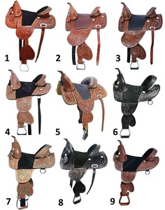 Nouvelle selle de cheval en cuir façonnée à la main de style western - Selle de cowboy florale sculptée à la main avec étriers - Product Image 2