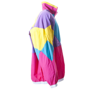 Color Blocking Unisex <b>Racer</b> <b>Jacket</b> Zipper Closure Windproof Sporty Turn-down Collar Polyester Spring Regular Fit - Product Image 4