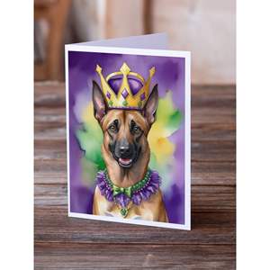 Cartes de vœux Malinois Belges Roi du Mardi Gras Pack de 8 cartes vierges A7 avec enveloppes fantaisistes Taille 5x7 - Product Image 2