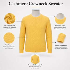 Pull en cachemire raffiné pour homme, col rond, anti-rides, respirant, texture douce et luxueuse, coupe confortable, look minimaliste, pour tous les jours - Product Image 6