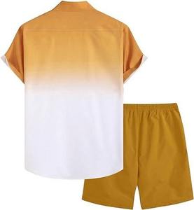 ชุดเสื้อยืดและกางเกงขาสั้นลำลองสองชิ้นสำหรับผู้ชาย สีพื้น ปกคอพับ ระบายอากาศได้ดี ผ้าฝ้ายถักสำหรับฤดูร้อน ชุดขาสั้นแบบซับลิเมชั่น - Product Image 3