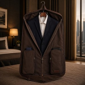 Sac de transport pour costume en cuir de vachette de qualité supérieure, fait main, robuste, avec fermeture éclair, pour voyage d'affaires décontracté et simple - Product Image 4