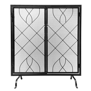 Novedad: Rejilla protectora metálica moderna de un solo panel para chimeneas, protector de chispas, cubierta sencilla. - Product Image 1