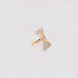 Anillo de Lujo con Diamante Polki Natural y Halo de Corte Brillante en Oro Amarillo Sólido de 18K – Anillo Eternity con Diamantes Sin Tallar - Product Image 2