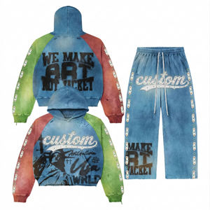 Sudadera con Capucha Extra Grande para Hombre, Estilo Vintage Deslavado, con Gráficos Personalizados DTG, Parches de Pedrería y Diseño Pullover - Product Image 5