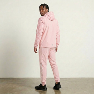 Conjunto Deportivo Unisex Rosa, Chaqueta con Capucha y Pantalones Deportivos de Color Sólido, 2 Piezas, Ropa Deportiva Informal, 100% Poliéster - Product Image 4