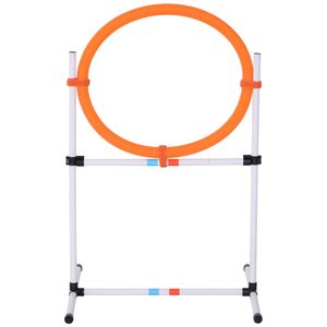 Set di allenamento per agility canina bianco e arancione: anello per salti, cerchio per pneumatici, barra per ostacoli, attrezzatura per velocità, realizzato in resistente materiale PC - Product Image 4