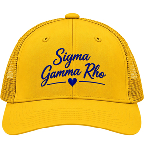 หมวกแก๊ปทรงทรัคเกอร์ปักลายตัวอักษรกรีก Sigma Gamma Rho สำหรับผู้หญิง ปรับขนาดได้ สไตล์ลำลอง สตรีทแวร์ - Product Image 1