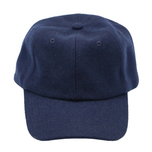 Fabricant de chapeaux – Faible MOQ – Vente en gros – Casquette bleu marine en mélange de laine, matériau non structuré, visière incurvée, style « Dad Hat » avec sangle en cuir - Product Image 1