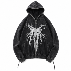 Sudadera con Capucha de Alta Calidad, Ecológica, Impermeable, Unisex, Estilo Gótico Y2K, Lavada al Ácido, 100% Algodón, Corte Regular, 300g - Product Image 1