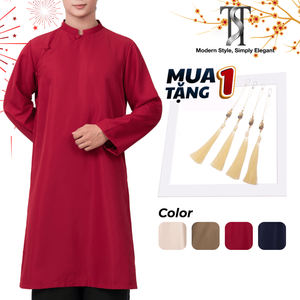 TST-19249.1 Moderno Traje Tradicional Vietnamita AO DAI de Cinco Paneles para Hombre, Ecológico, de Secado Rápido, Transpirable, Largo, de Seda/Algodón - Product Image 4