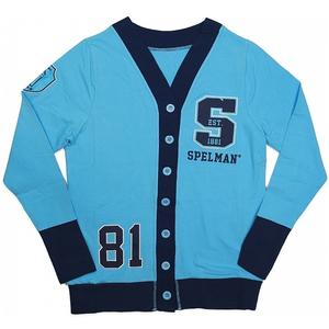 Custom College Wear <b>Cardigan</b> <b>Sweater</b> Long Sleeve navy and sky <b>Cardigan</b> with Embroidery logo Acrylic Knitted <b>Sweater</b> <b>Cardigan</b> - Product Image 1