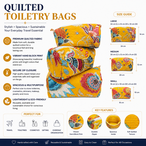 Premium Quilted <b>Toiletry</b> Bags with Vibrant Prints Spacious <b>Storage</b> & Durable Zip Closure for Travel Makeup & Daily Use - Product Image 6