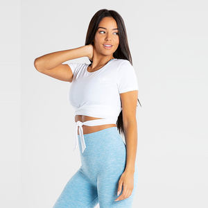 Top Corto Deportivo de Verano para Mujer, 100% Algodón, Ligero, Ajustado, Cómodo, de Secado Rápido y Elástico, con Cuello en V - Product Image 1