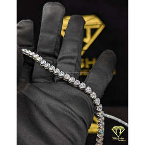 Pulsera de tenis de moissanita VVS con corte clásico de corazón premium en plata de ley 925, joyería hip hop de Trisha Jewels - Product Image 4