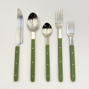 Ensemble de couverts de table en acier inoxydable miroir vintage écologique avec manches en résine pour fêtes, vente en gros - Product Image 3