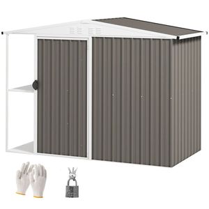 Warm Gray Outdoor Garden Metal Shed for <b>Tool</b> <b>Storage</b> & Organization - Product Image 5