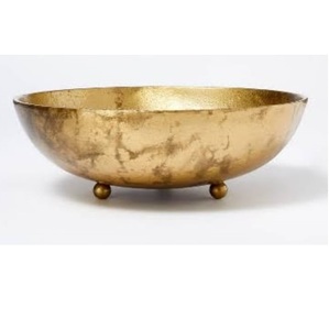 Bol de service tendance pour la décoration de table, forme arrondie, qualité supérieure, en métal doré, fournisseur indien. - Product Image 2