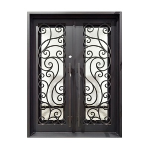 Traditional Wrought Iron Security Door with Scroll Design for Exterior Entry <b>Swing</b> Style Manual Operation Finished Surface - Product Image 1