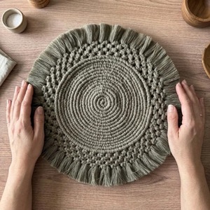Elegant Round Macrame Placemats for <b>Dinner</b> Plate Placement and <b>Table</b> Protection Use Decorative <b>Table</b> <b>Mats</b> Wholesale From India - Product Image 4
