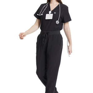 Men V-Neck Medical <b>Clothes</b> Soft Quick Dry Nursing <b>Scrub</b> Sets Dental Laboratory Polyester Spandex <b>Scrub</b> Jumpsuit - Product Image 3