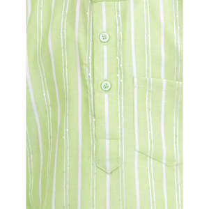 Conjunto de Kurta de Manga Larga con Rayas Verde Lima y Blanco para Niños, Pantalón Dhoti, Salwar Kameez Pakistaní, Dupatta, Kurtis de Poliéster Verde Lima y Blanco - Product Image 5