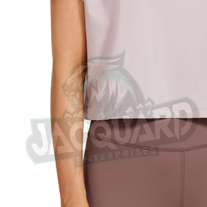 T-shirt court personnalisé pour femme à col rond, vente en gros, manches courtes, tricoté, décontracté, écologique, pour l'été - Product Image 6