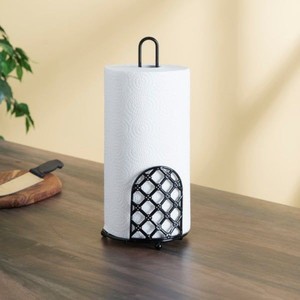 Trending Black Metal Standing Paper Holder Dispenser Modern Organizer For <b>Kitchen</b> <b>Bathroom</b> Countertop And Home Essentials - Product Image 1