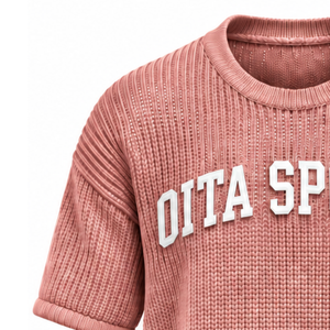T-shirt tricoté pour homme Dusty Rose, manches courtes, col rond, texture décontractée, haut imprimé personnalisé, streetwear, mode estivale, vente en gros - Product Image 3