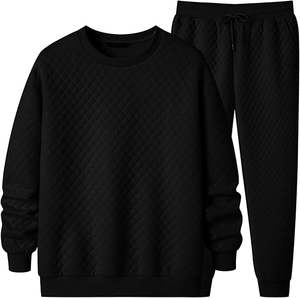 Ensemble de survêtement décontracté pour homme, 2 pièces, sweat-shirt à col rond et pantalon de jogging matelassé - Product Image 1