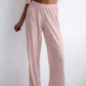 Women Solid Color Casual <b>Tracksuit</b> Set Loose Fit Crew Neck Short Sleeve Top With Elastic Waist Pants Side Pockets Spring Wear - Product Image 6