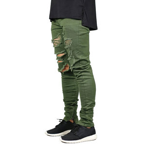 Pantalon Homme Grande Taille Tendance Effet Vieilli 100% Coton Tissu Enduit Coupe Droite Slim Taille Mi-Haute Logo Personnalisé - Product Image 1