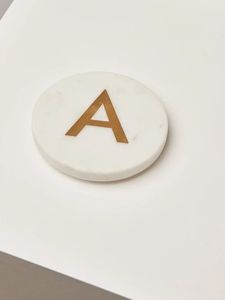 Modern Square Stone <b>Coasters</b> With Gold Lines Non-Slip Mats For <b>Table</b> Decor - Product Image 3