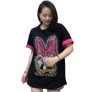 เสื้อยืดครอปคอกลมสีขาวสำหรับผู้หญิง แขนสั้น ผ้าฝ้ายเจอร์ซีย์ 100% ลายดอกไม้รูปหัวใจ สวมใส่สบาย ทรงปกติ สำหรับฤดูใบไม้ผลิ/ฤดูร้อน/ฤดูใบไม้ร่วง - Product Image 1