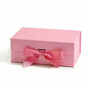 Caja de Regalo Magnética de Cartón Plegable Rosa para Vestido de Novia con Logotipo Personalizado y Listón - Product Image 6