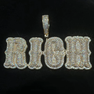 Colgante de nombre personalizado estilo hueso, plata, moissanita, letra gótica, collar de moda hip hop, colgante de alfabeto personalizado - Product Image 5