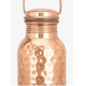 Copper Water Bottle with Carrying <b>Loop</b> Hand <b>Hammered</b> Jointless Ayurvedic Flask for Gym & Travel - Product Image 5