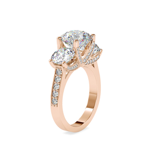 Celebrate your silver wedding anniversary with this 925 silver trilogy round moissanite diamond pavé band <b>wife</b> ring - Product Image 4
