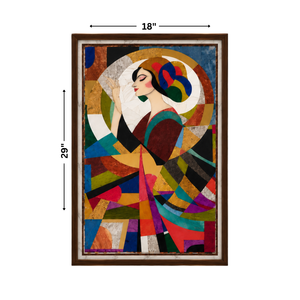Art mural artisanal en marbre Pietra Dura – Portrait abstrait de femme, panneau de mosaïque géométrique en pierre de luxe - Product Image 2