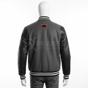 <b>Men</b> Varsity <b>Jacket</b> Cream Brown Leather Sleeve Embroidered H Logo Preppy Style Autumn Turn-down Collar Plus Size <b>Men's</b> <b>Jackets</b> - Product Image 6