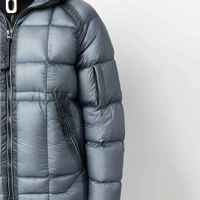 Blouson matelassé brillant imperméable pour homme en polyester/coton, col montant, à capuche, zippé, chaud, style streetwear, personnalisable OEM
