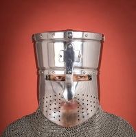 Casque médiéval artisanal, réplique d'armure historique conçue pour la reconstitution historique, le cosplay, le théâtre et l'exposition pour collectionneurs