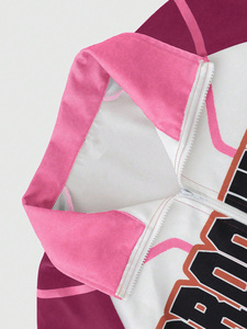 Chaqueta Bomber Unisex de Forro Polar Rosa, Transpirable y Ecológica, Estilo Béisbol, con Cierre, Casual, Venta al Por Mayor - Product Image 6