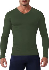 T-shirt de compression à manches longues et col rond pour homme, coupe ajustée, en Spandex/Polyester écologique, séchage rapide, idéal pour l'entraînement - Product Image 2