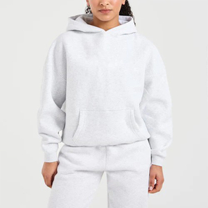 Sudaderas con capucha y cuello redondo para mujer, de alta calidad, al por mayor, con logo frontal personalizado, mangas caídas, puños y dobladillo acanalados, cómodas y transpirables - Product Image 1
