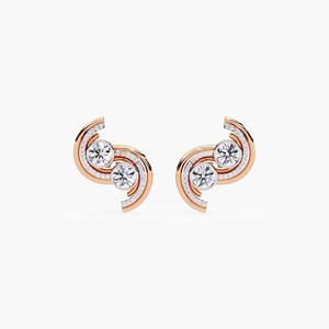 Pendientes de tuerca curvos de oro de 14 quilates chapados en dos tonos con diamantes cultivados en laboratorio para mujer, pendientes de tuerca en espiral, regalo - Product Image 1