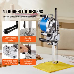 750W High Speed Industrial <b>Fabric</b> Cutter with 9.8\" Alloy Steel Blade New Condition Straight Knife Cloth <b>Cutting</b> <b>Machine</b> - Product Image 5
