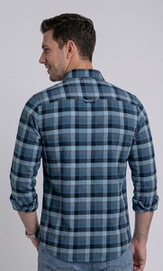 Chemise tissée unisexe décontractée Enovate à carreaux, double boutonnage, manches longues, coupe classique, respirante, 100 % coton, pour l'été - Product Image 3