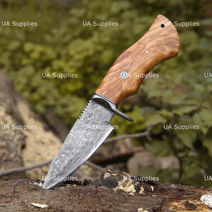 Couteau de chasse à lame fixe en acier Damas fait main, tranchant comme un rasoir, avec étui en cuir, OEM ODM, couteaux personnalisables - Product Image 2