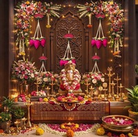 Handgefertigte Traditionelle Rosa Lotusblüten Wandbehang Girlande Künstliche Sandelholz-Lotusblume Latkan Perlen Geburtstag Hochzeit